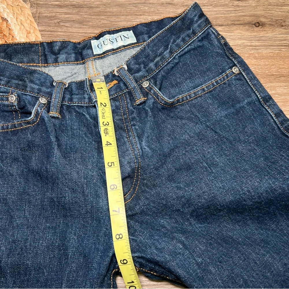 GUSTIN Selvedge Button Fly Mens Slim Fit Denim Dark Wash Jeans